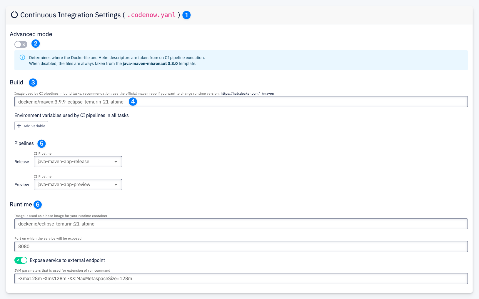 Continuous Integration Settings