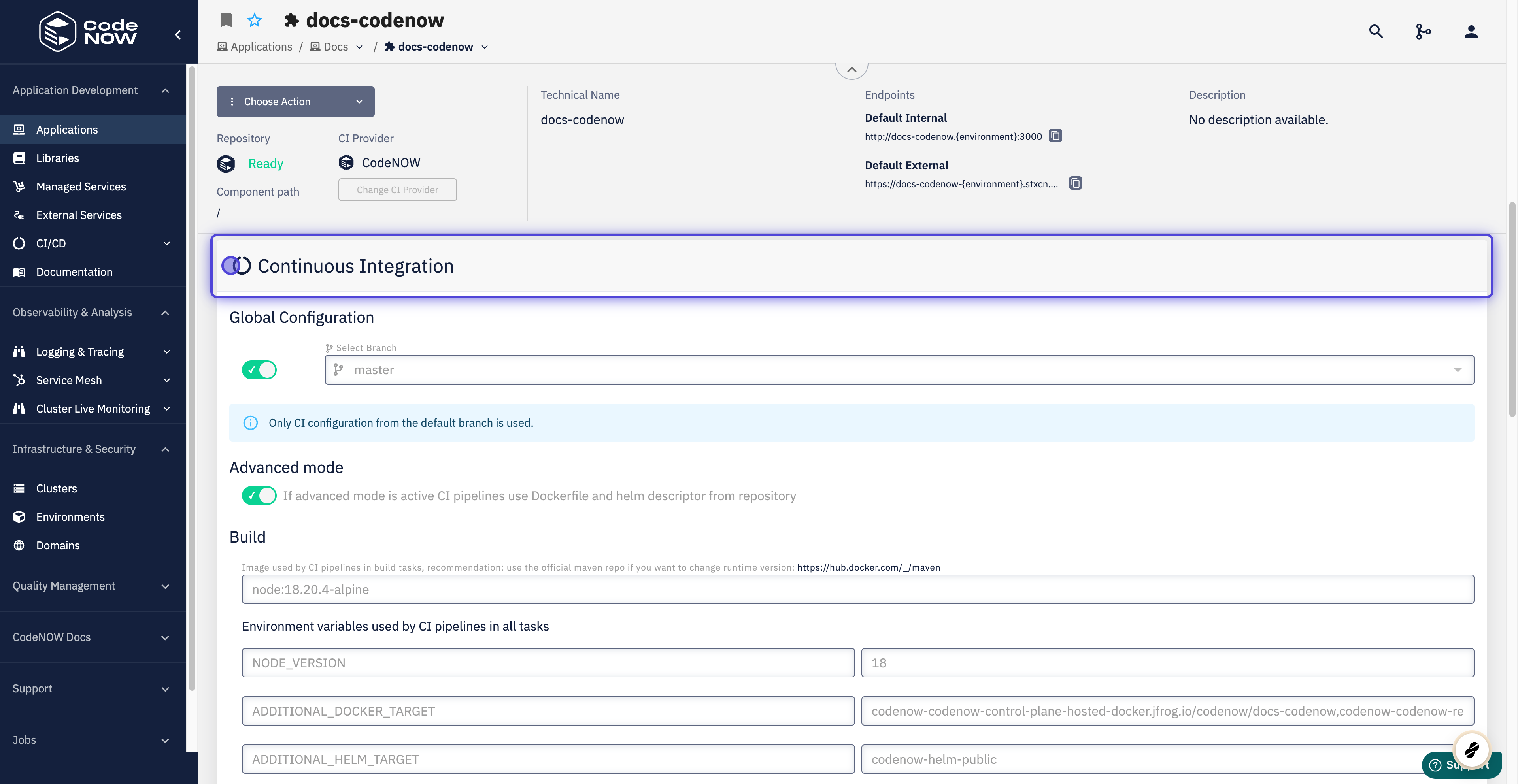 Where to find CI configuration