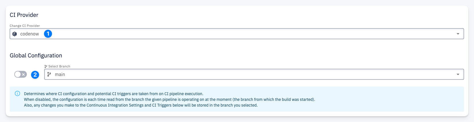 CI Provider &amp; Global Configuration