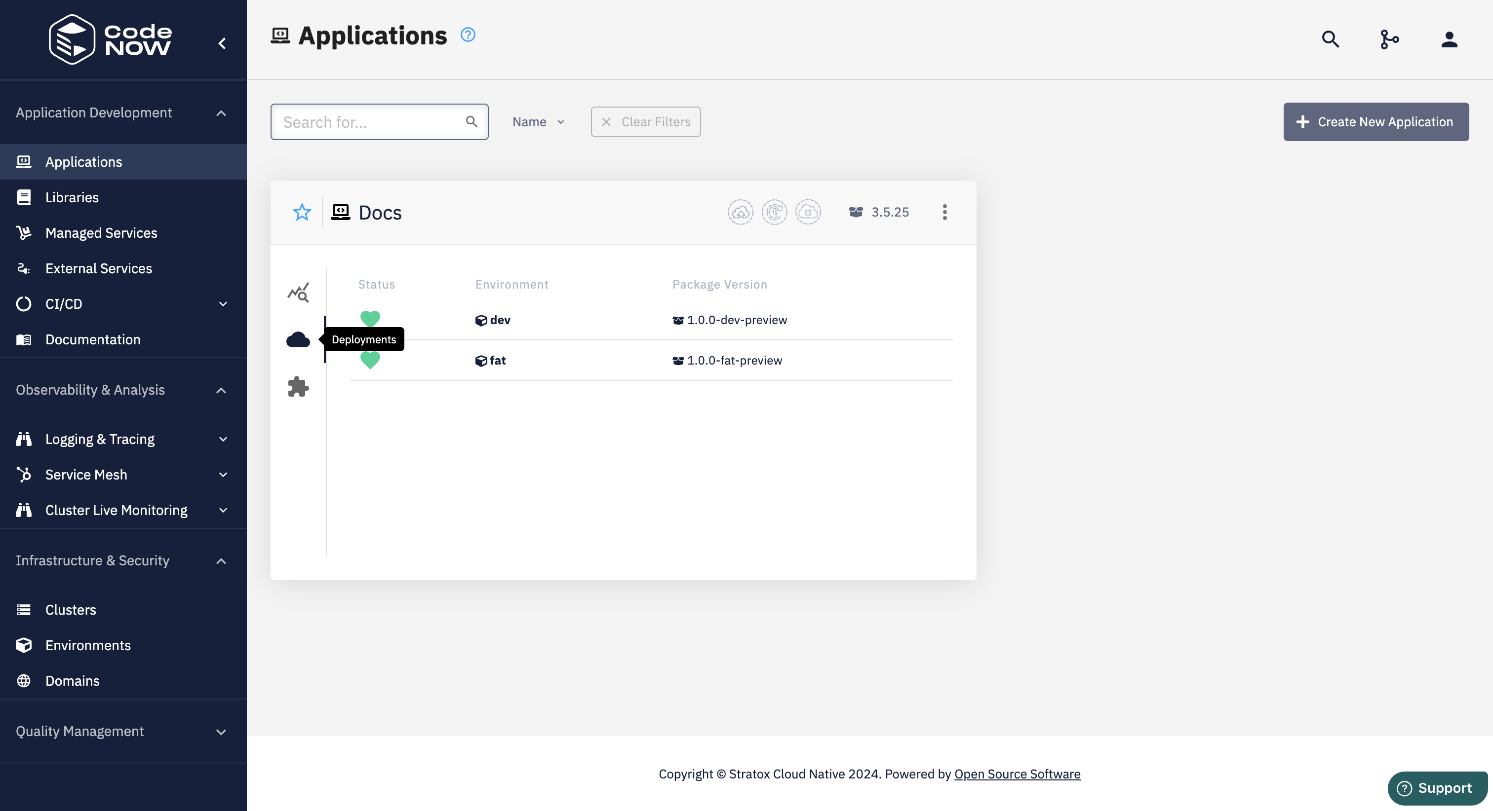 Deployment tab