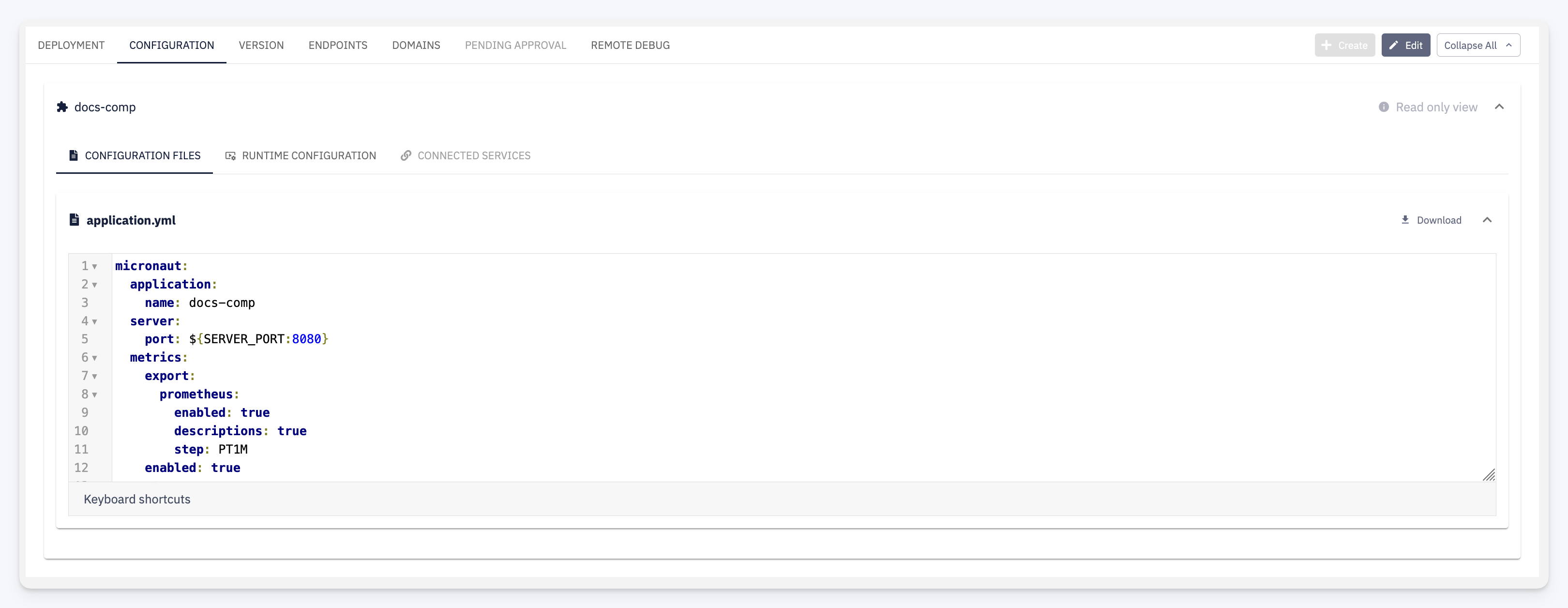 Configuration tab