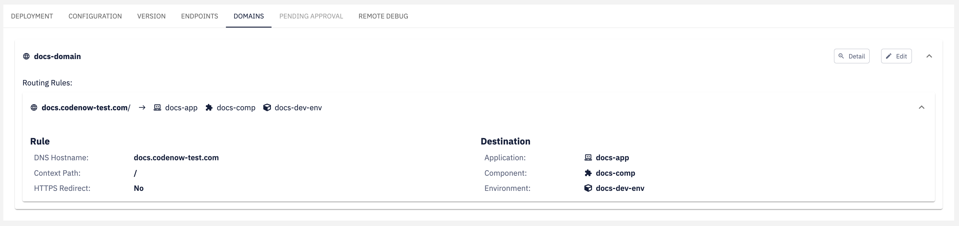 Domains tab