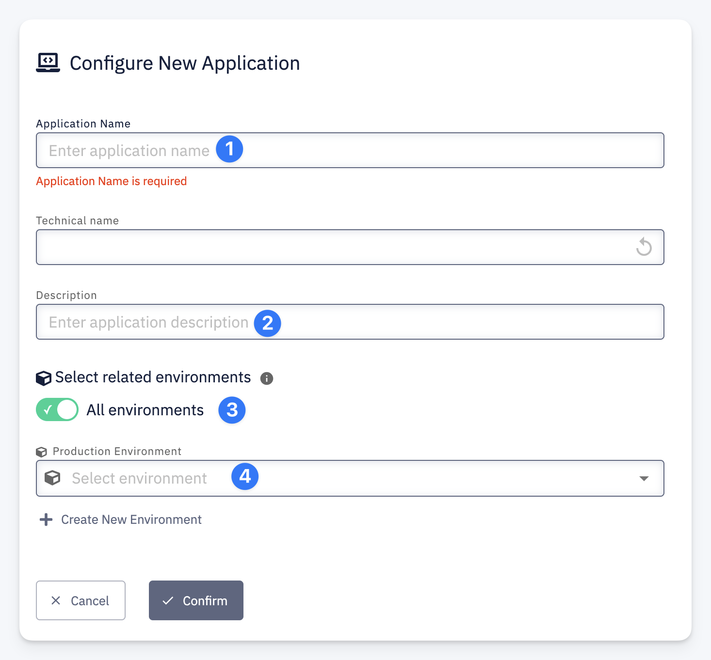 Create application form