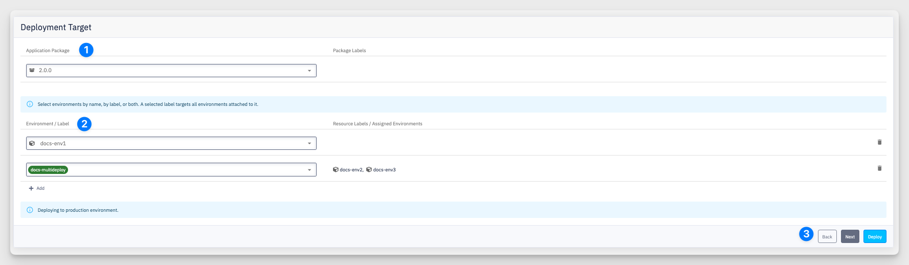 Deployment Target dialog
