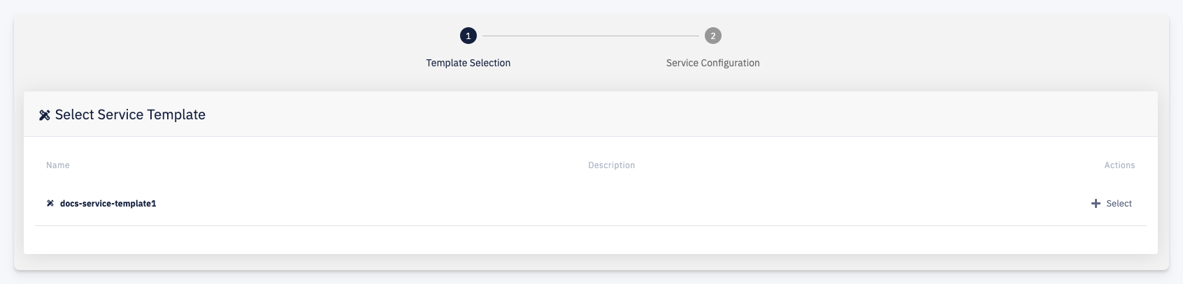 Create external service — step 1: template selection