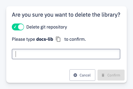 Delete library dialog