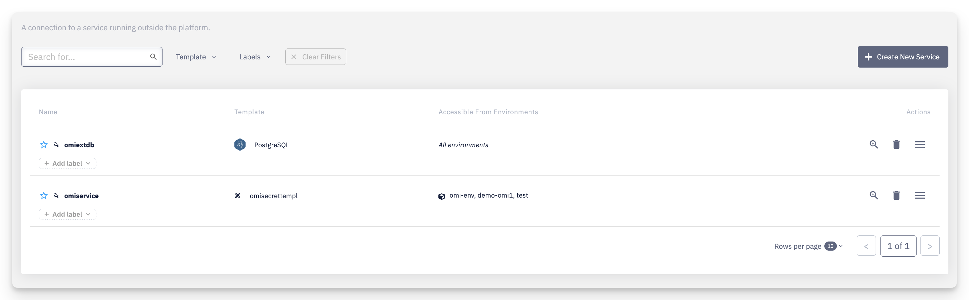 List of connected services