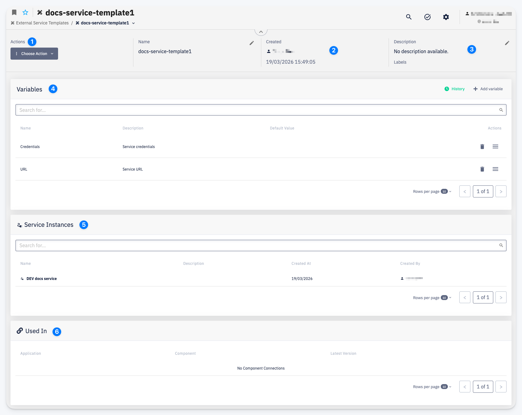 External Service Template detail