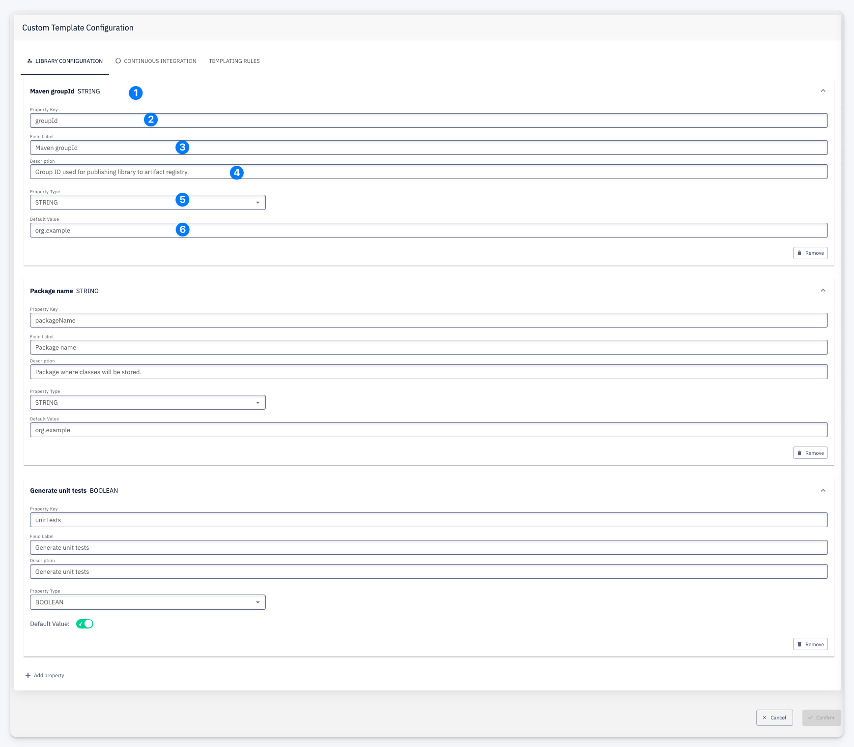 Edit Template Configuration