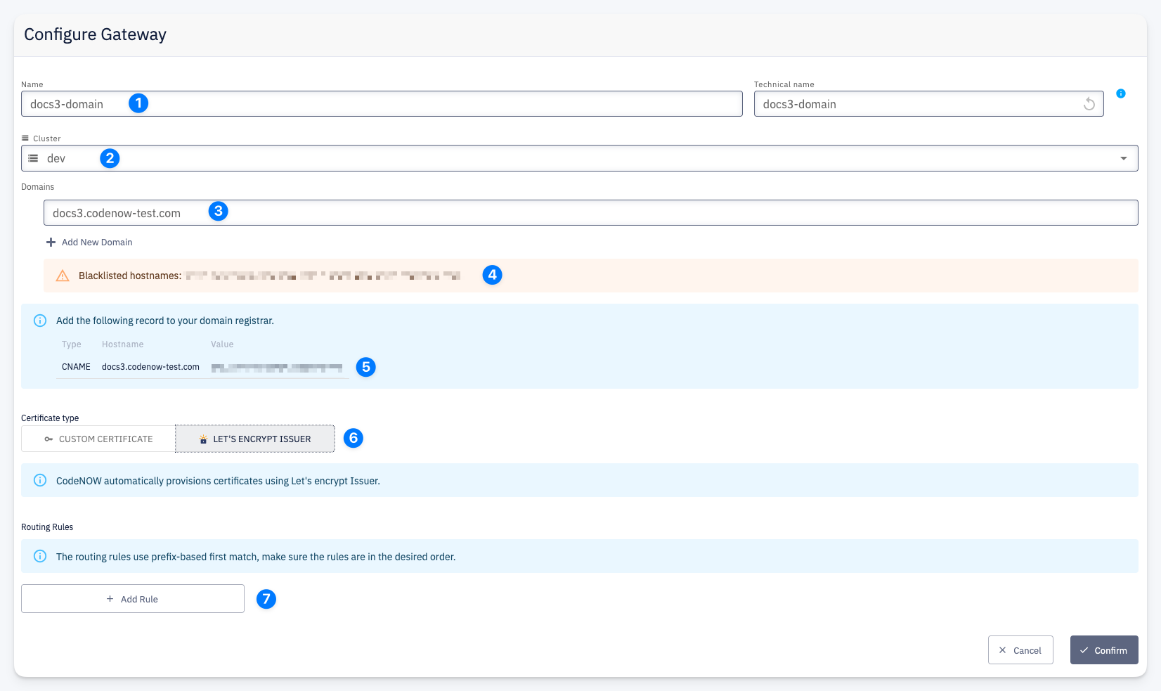 Configure Gateway form