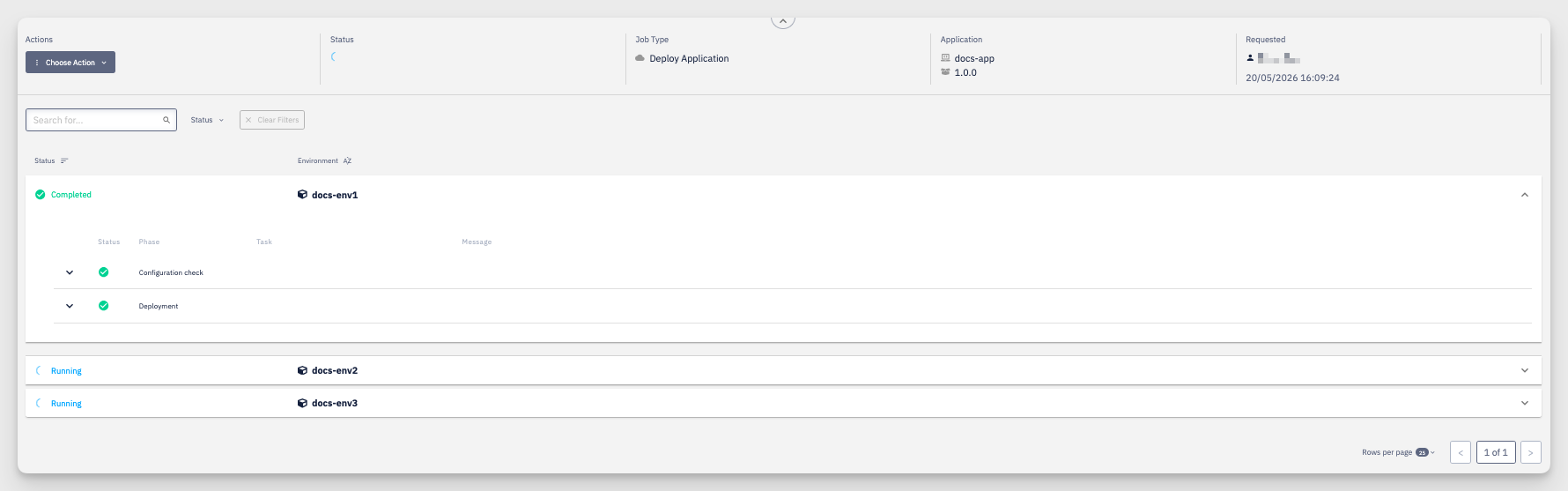 Deploy Application job detail