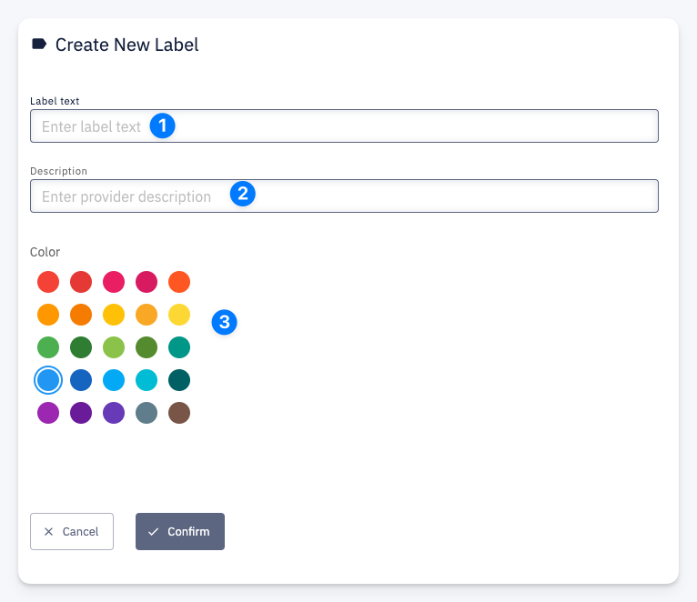 Create label form